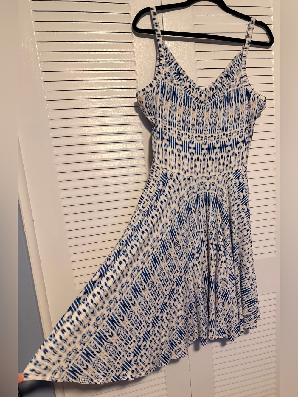 Cynthia Rowley Blue & White Ikat Geometric Print Dress